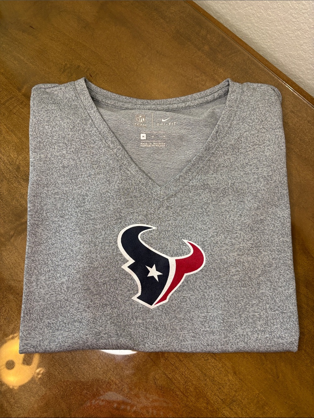 Nike Dri-FIT V‑Neck Athletic Tee in Heather Gray